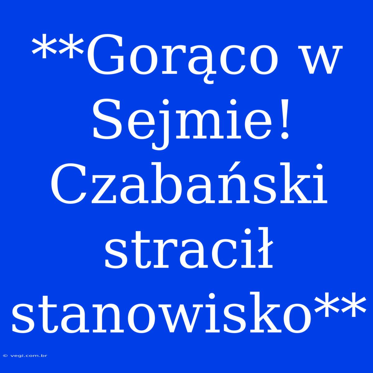 **Gorąco W Sejmie! Czabański Stracił Stanowisko**