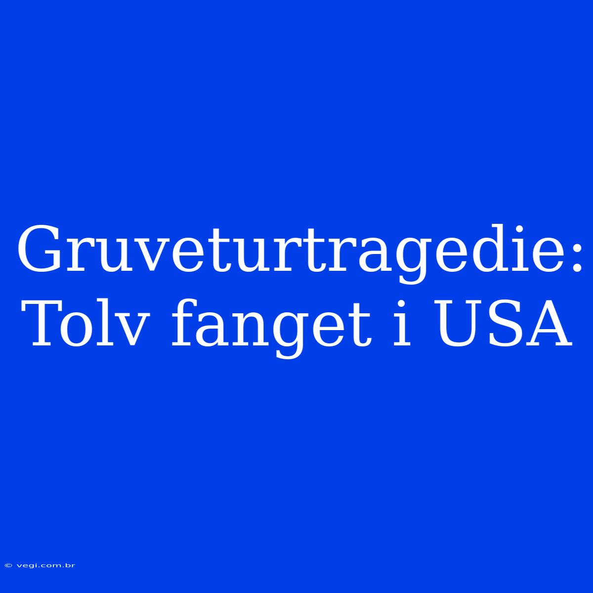 Gruveturtragedie: Tolv Fanget I USA