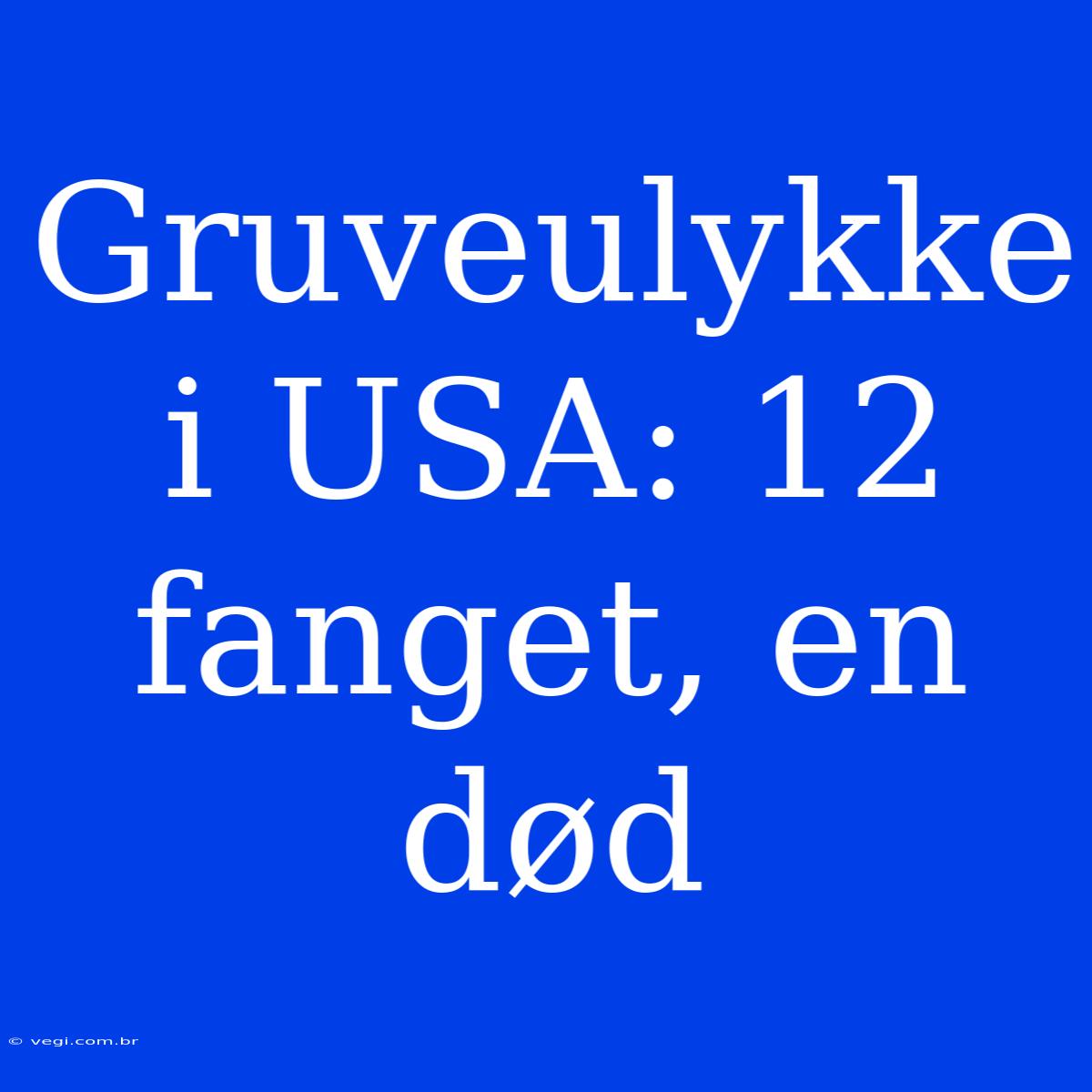 Gruveulykke I USA: 12 Fanget, En Død