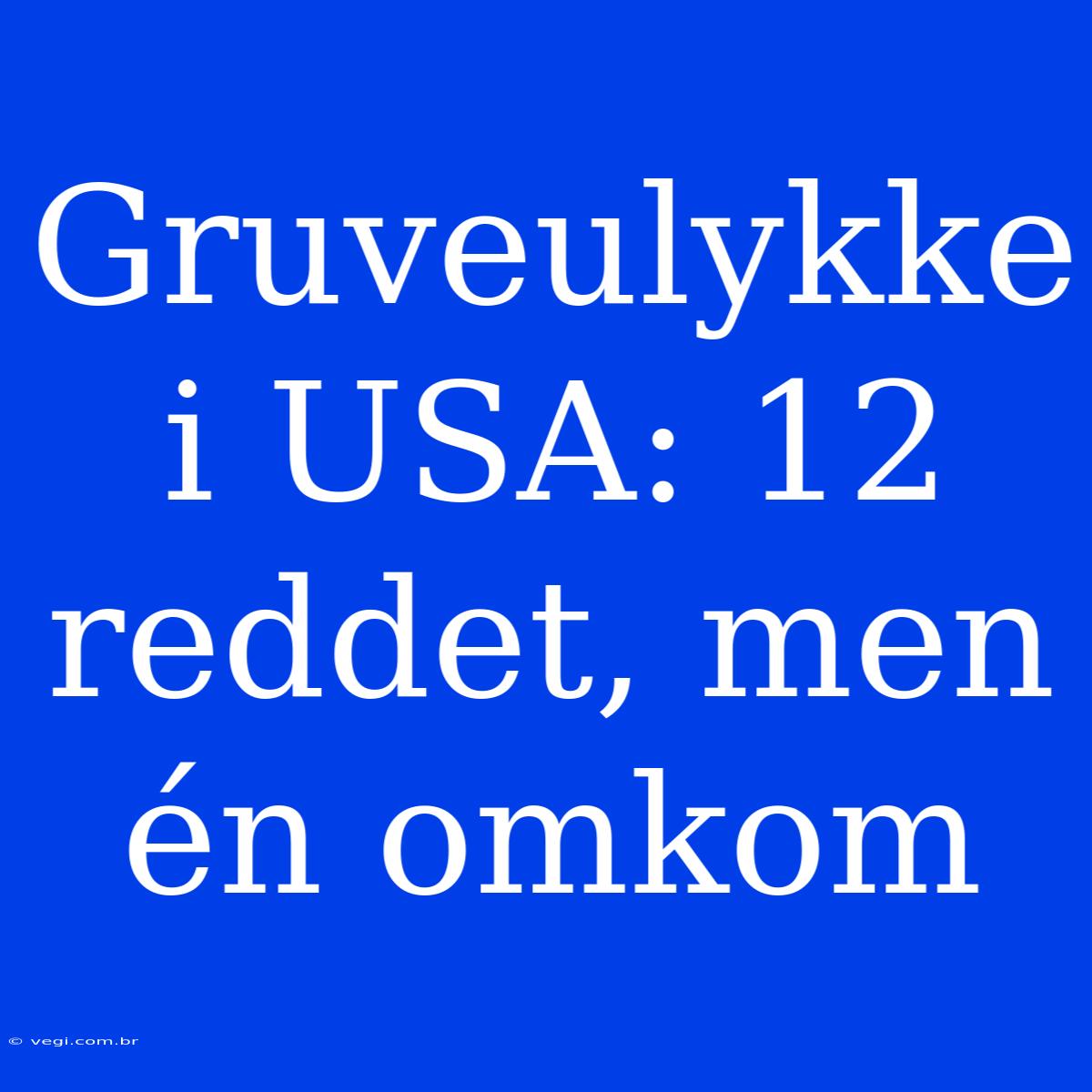 Gruveulykke I USA: 12 Reddet, Men Én Omkom