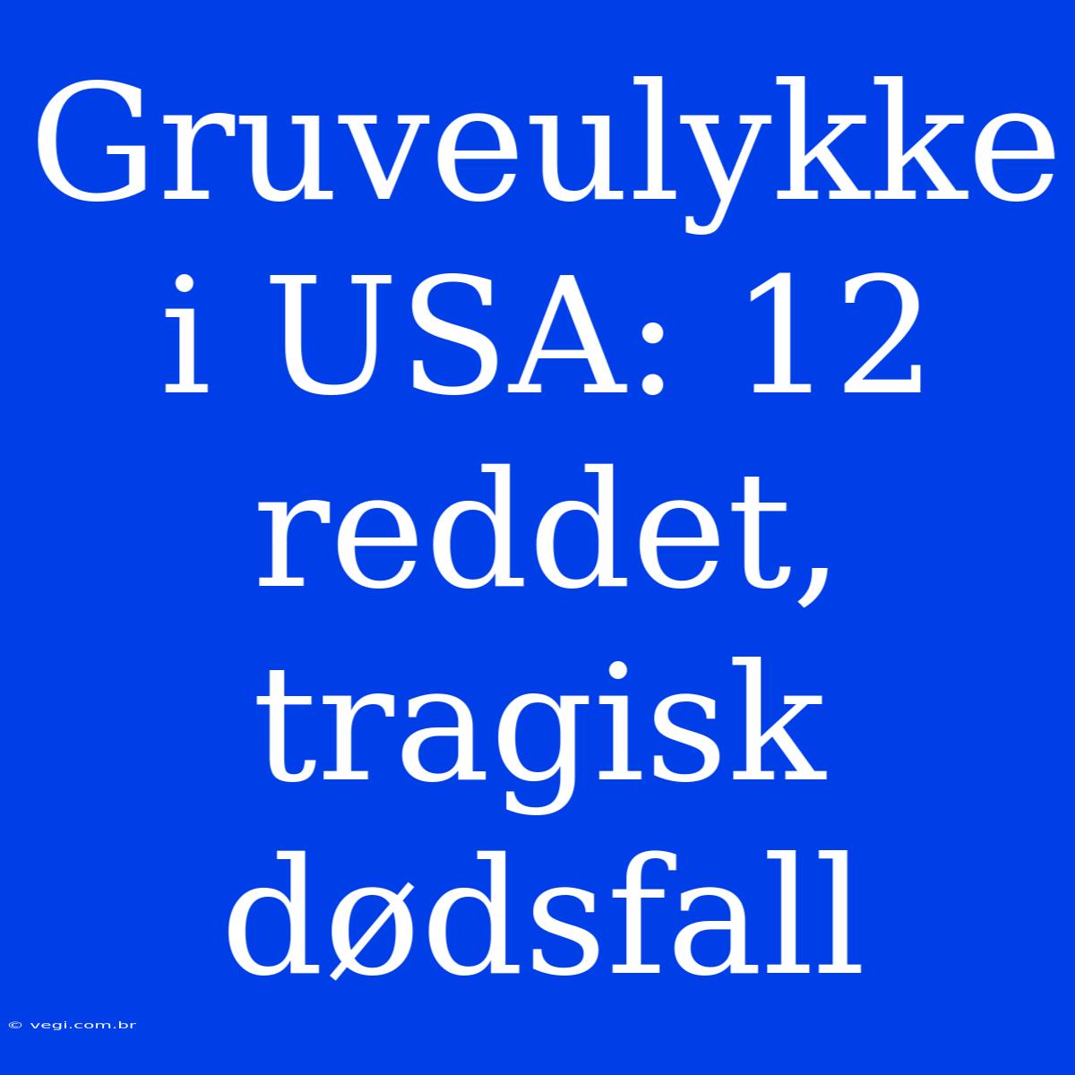 Gruveulykke I USA: 12 Reddet, Tragisk Dødsfall