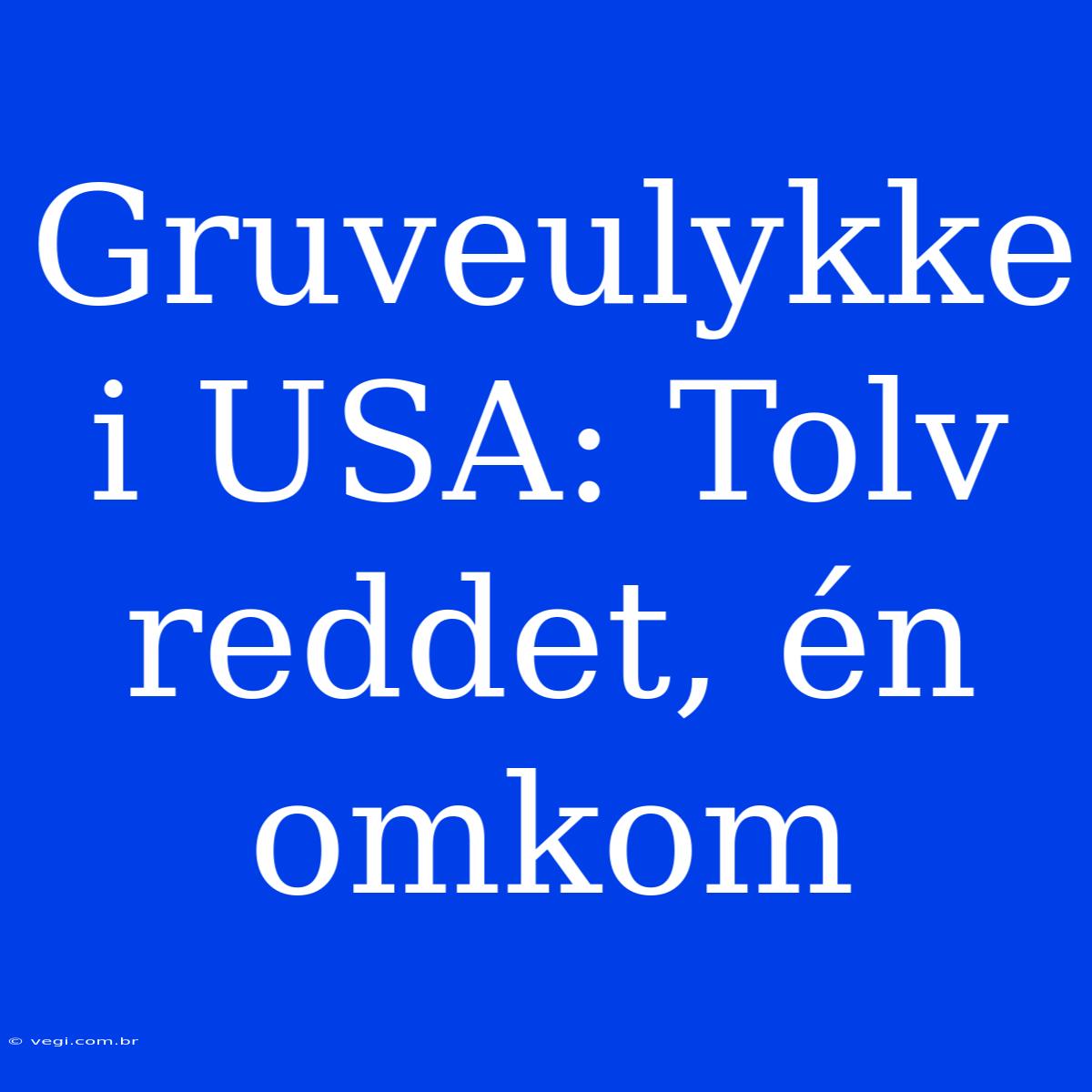 Gruveulykke I USA: Tolv Reddet, Én Omkom