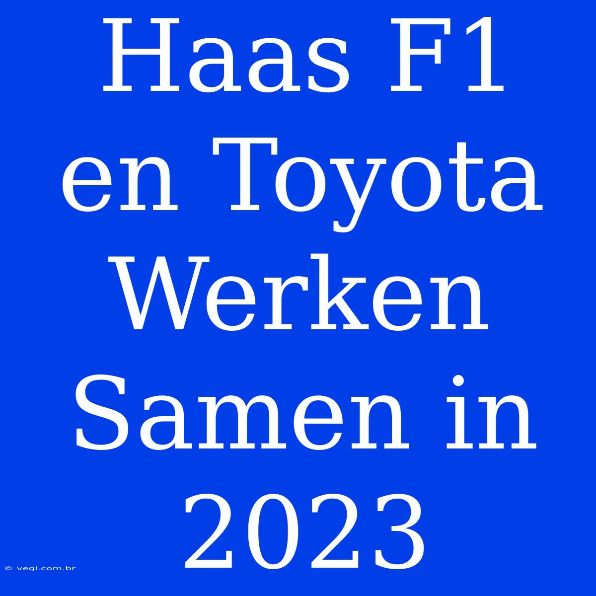 Haas F1 En Toyota Werken Samen In 2023