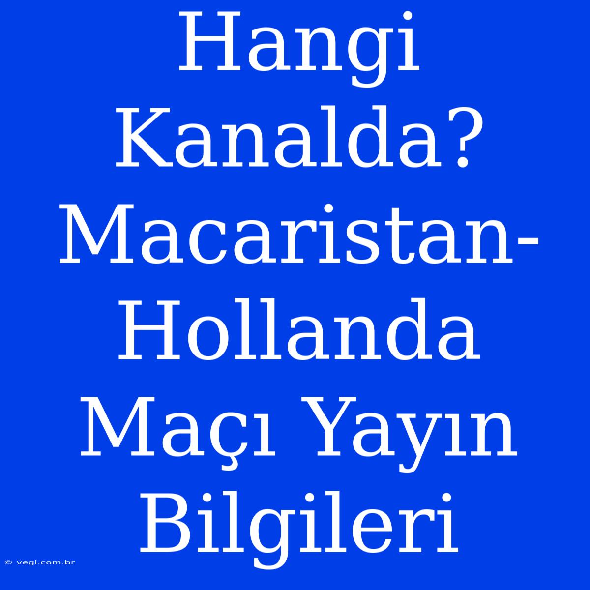 Hangi Kanalda? Macaristan-Hollanda Maçı Yayın Bilgileri