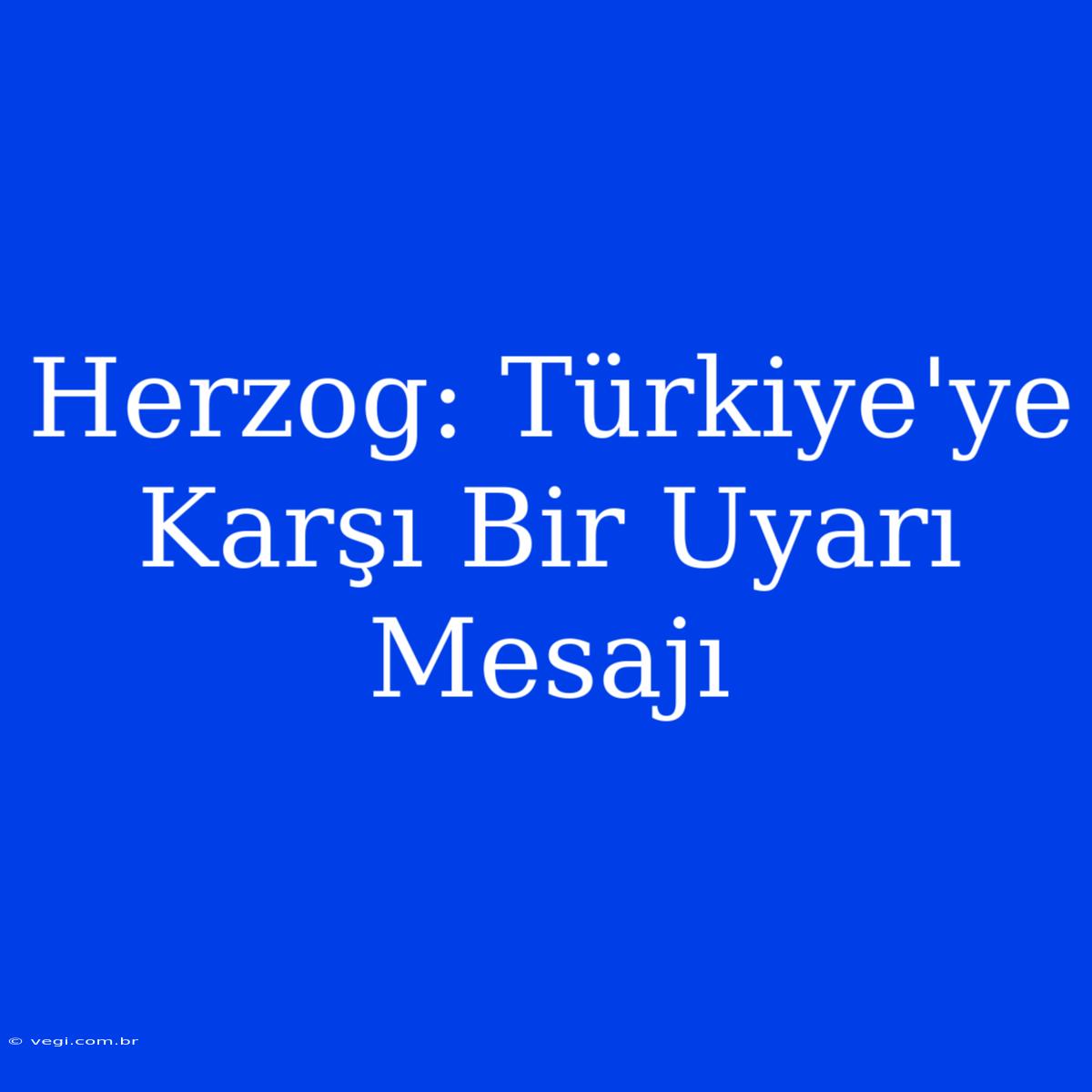 Herzog: Türkiye'ye Karşı Bir Uyarı Mesajı