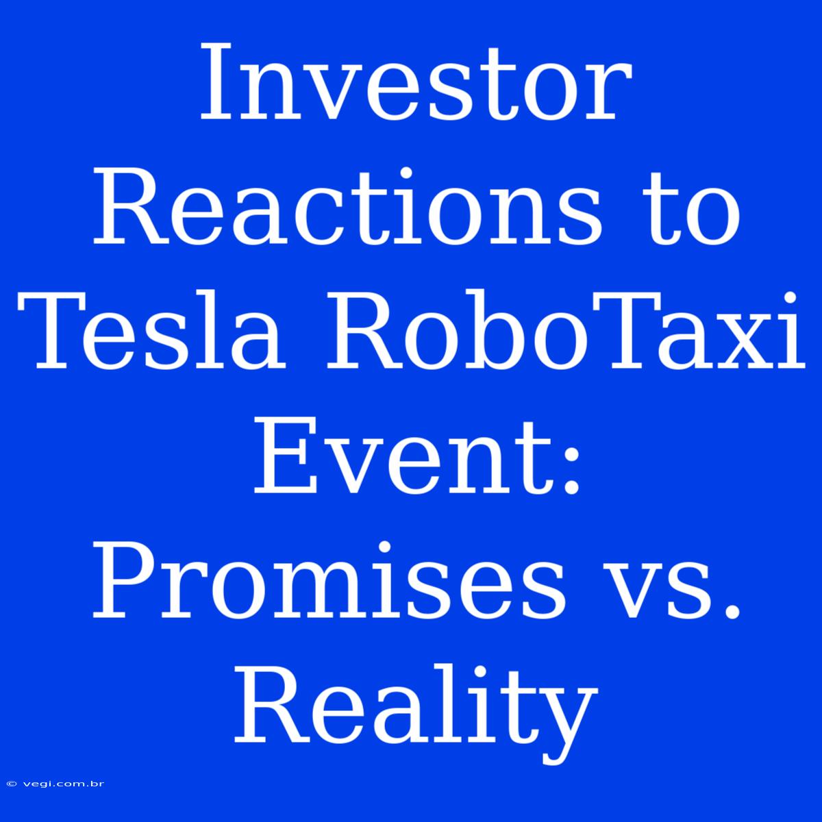 Investor Reactions To Tesla RoboTaxi Event: Promises Vs. Reality