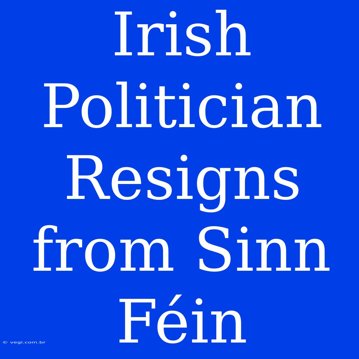 Irish Politician Resigns From Sinn Féin