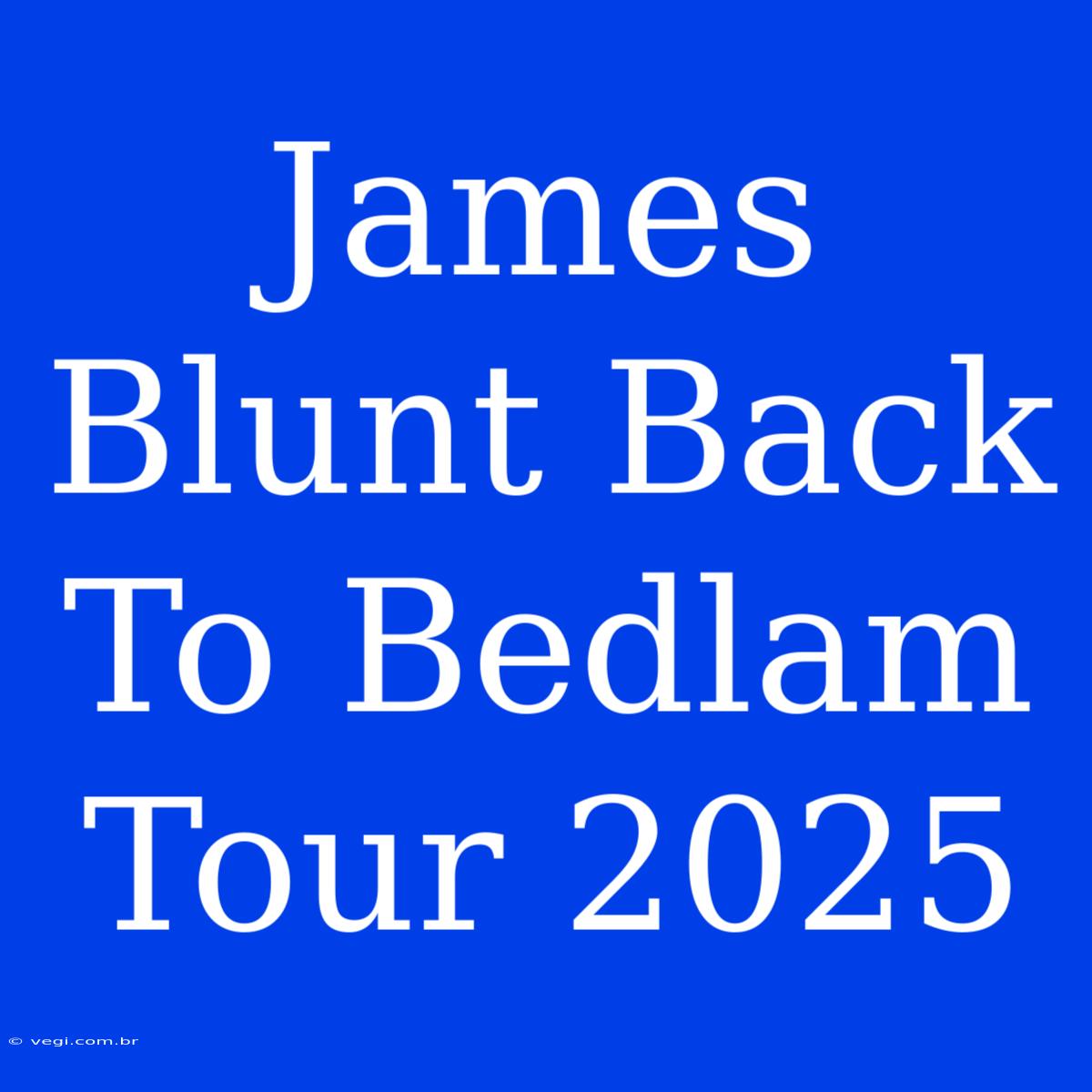 James Blunt Back To Bedlam Tour 2025