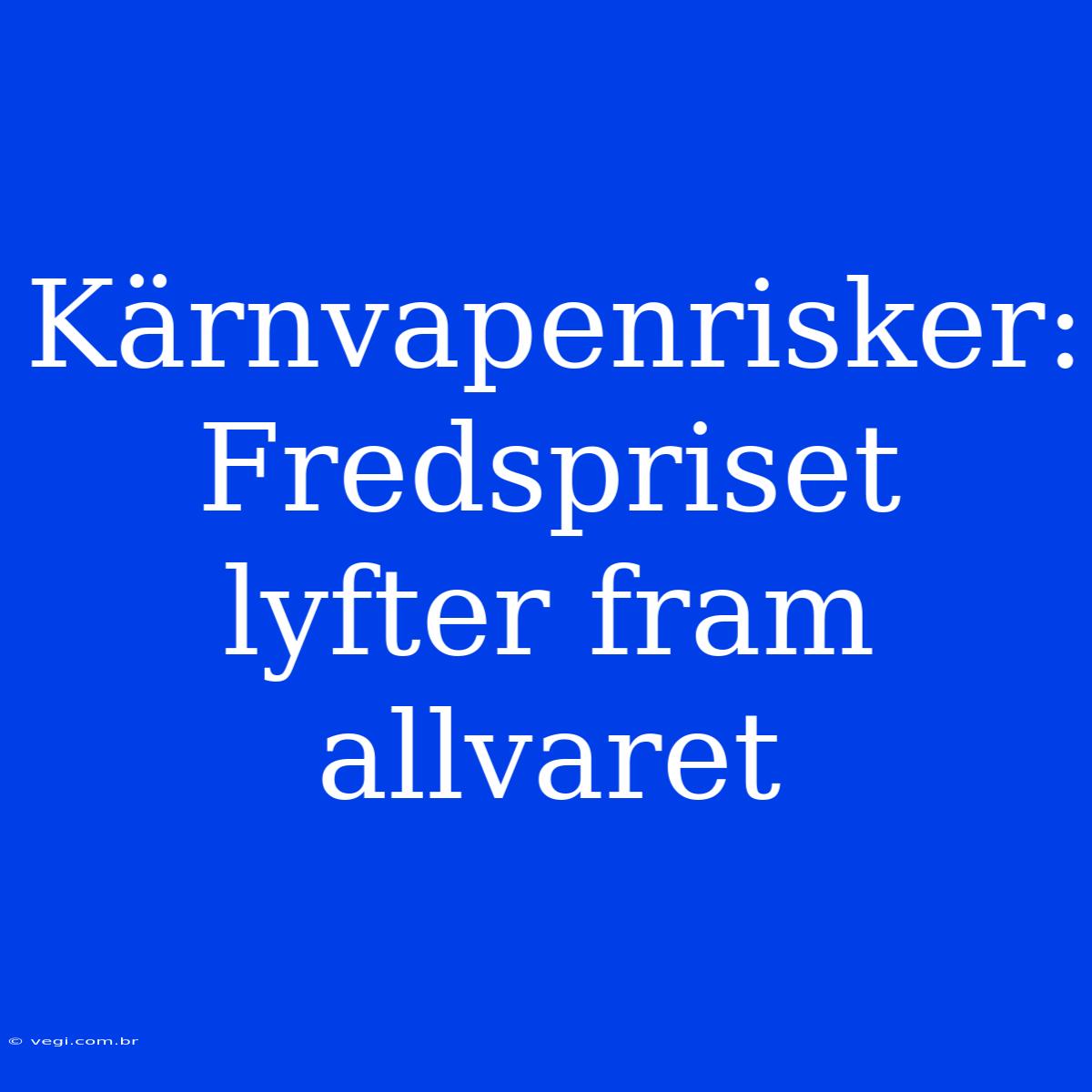 Kärnvapenrisker: Fredspriset Lyfter Fram Allvaret