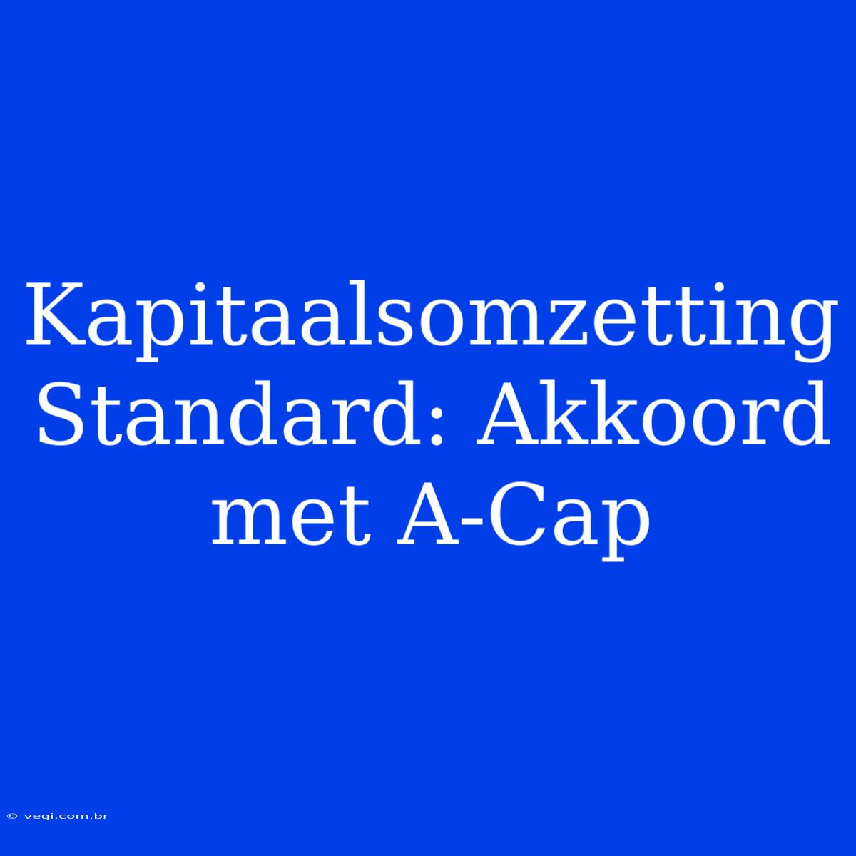 Kapitaalsomzetting Standard: Akkoord Met A-Cap