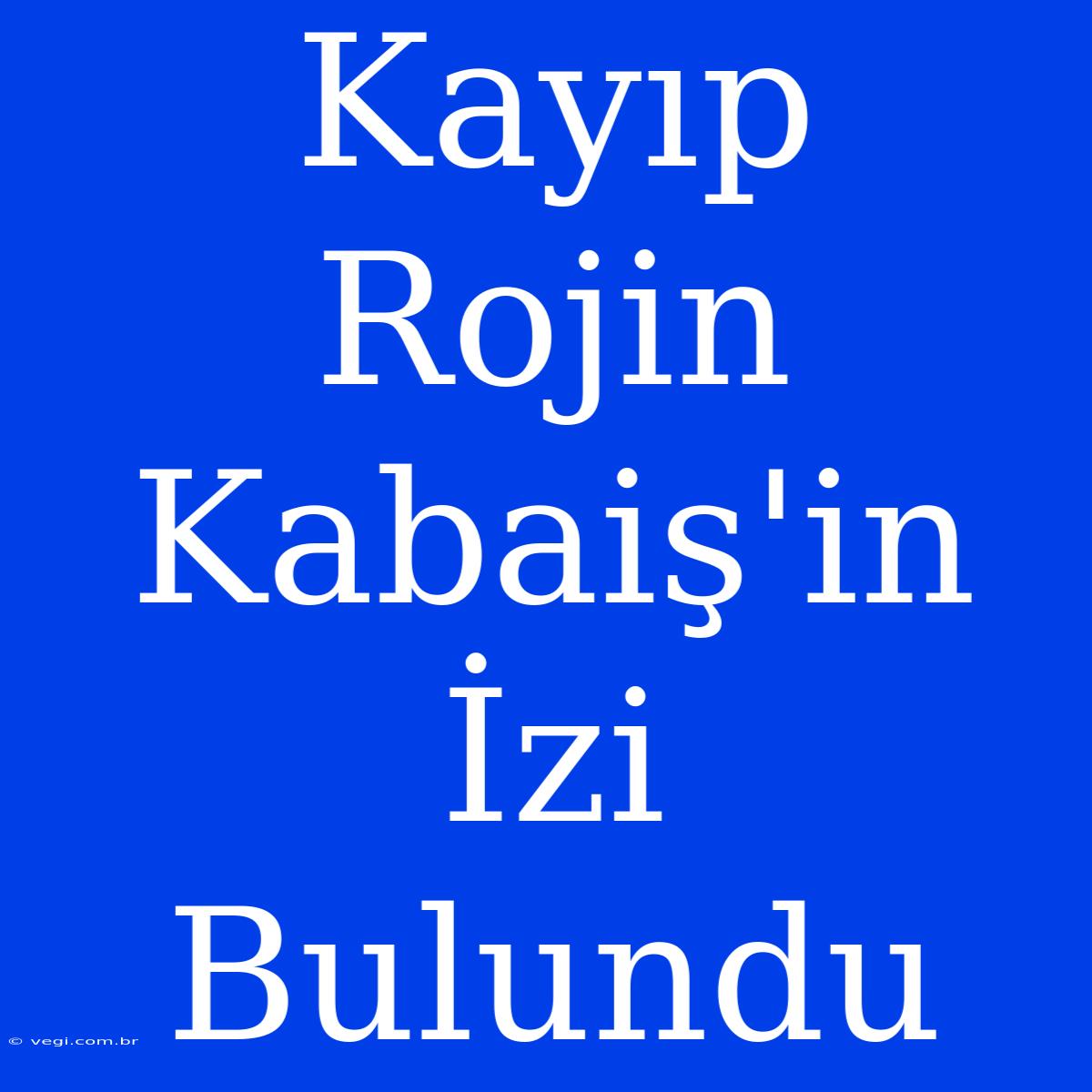 Kayıp Rojin Kabaiş'in İzi Bulundu