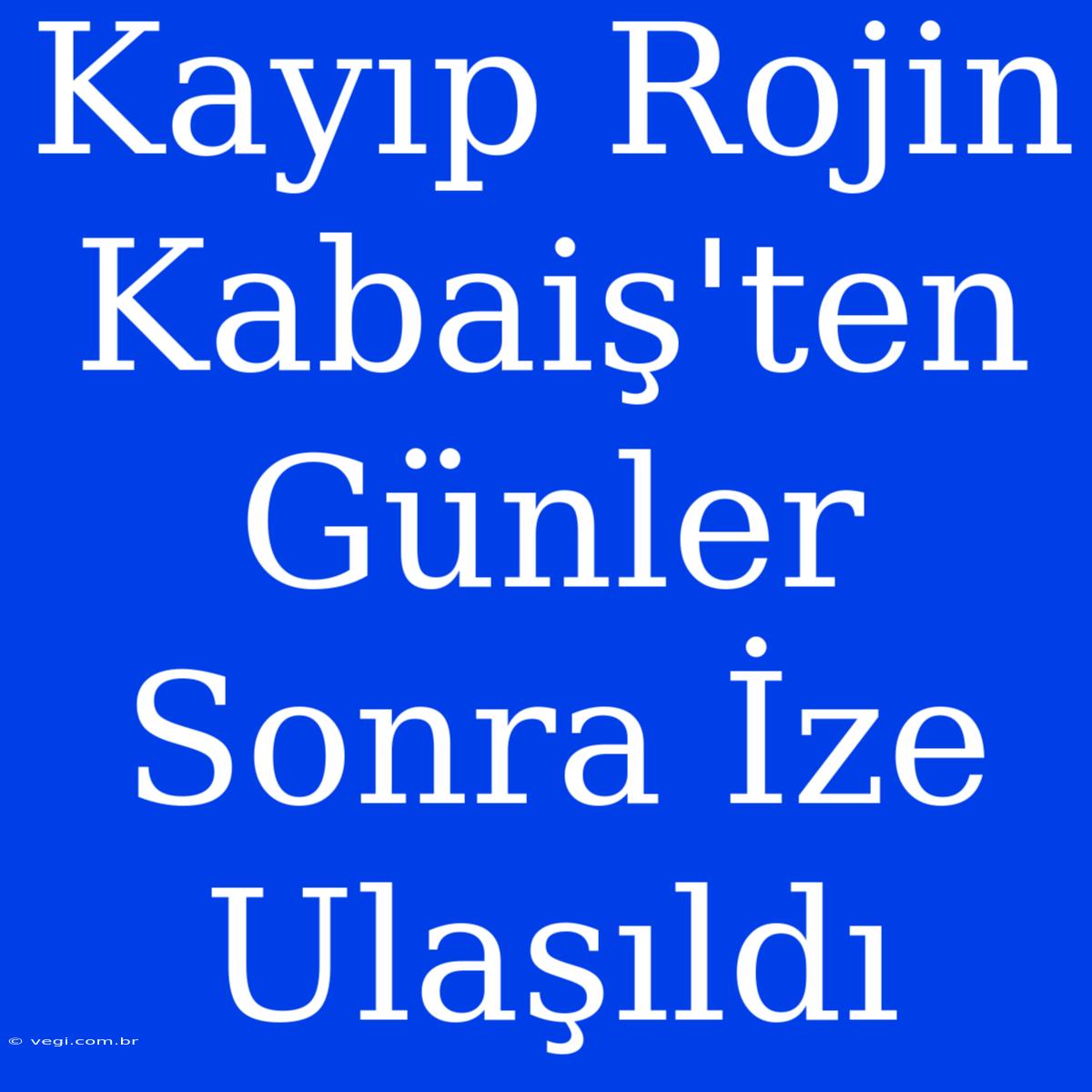 Kayıp Rojin Kabaiş'ten Günler Sonra İze Ulaşıldı