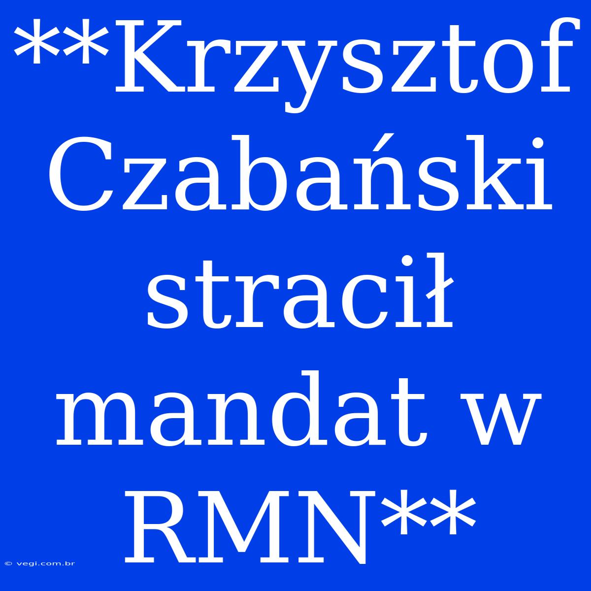 **Krzysztof Czabański Stracił Mandat W RMN**