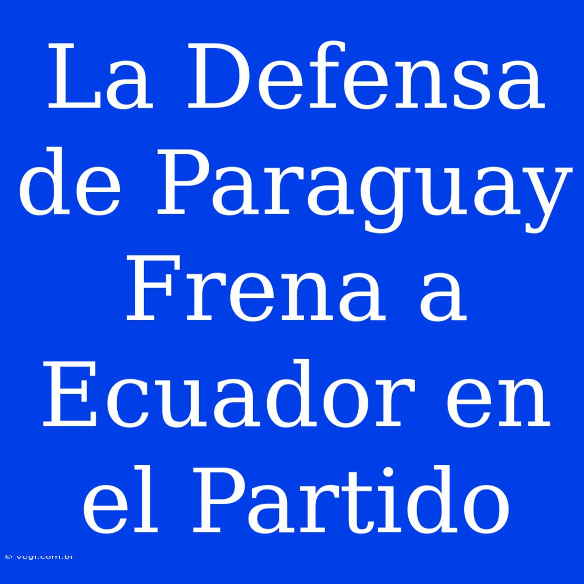 La Defensa De Paraguay Frena A Ecuador En El Partido 