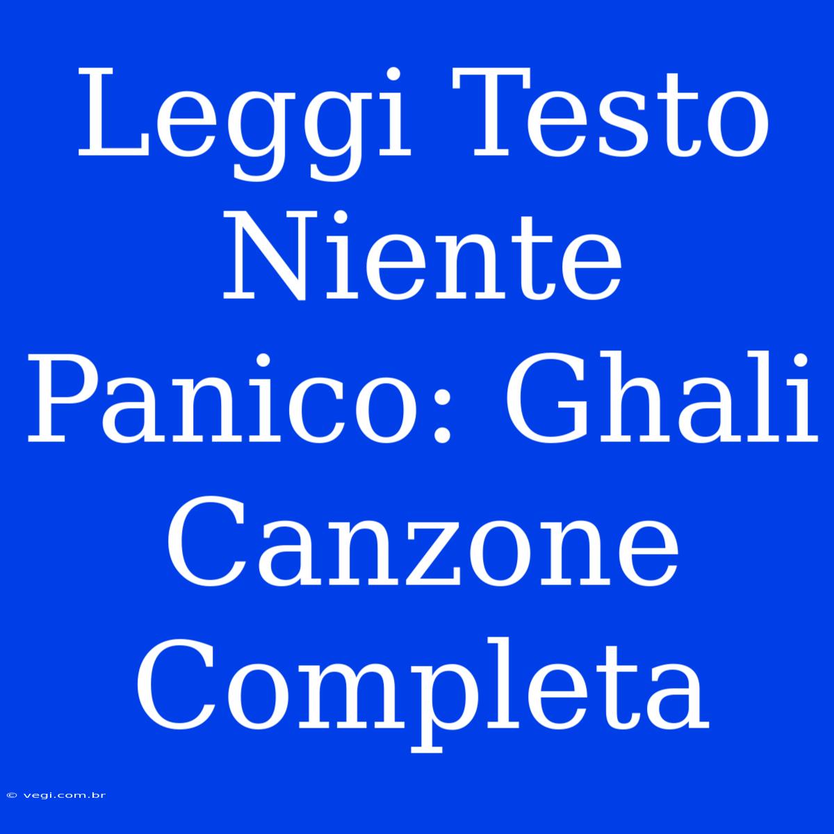 Leggi Testo Niente Panico: Ghali Canzone Completa