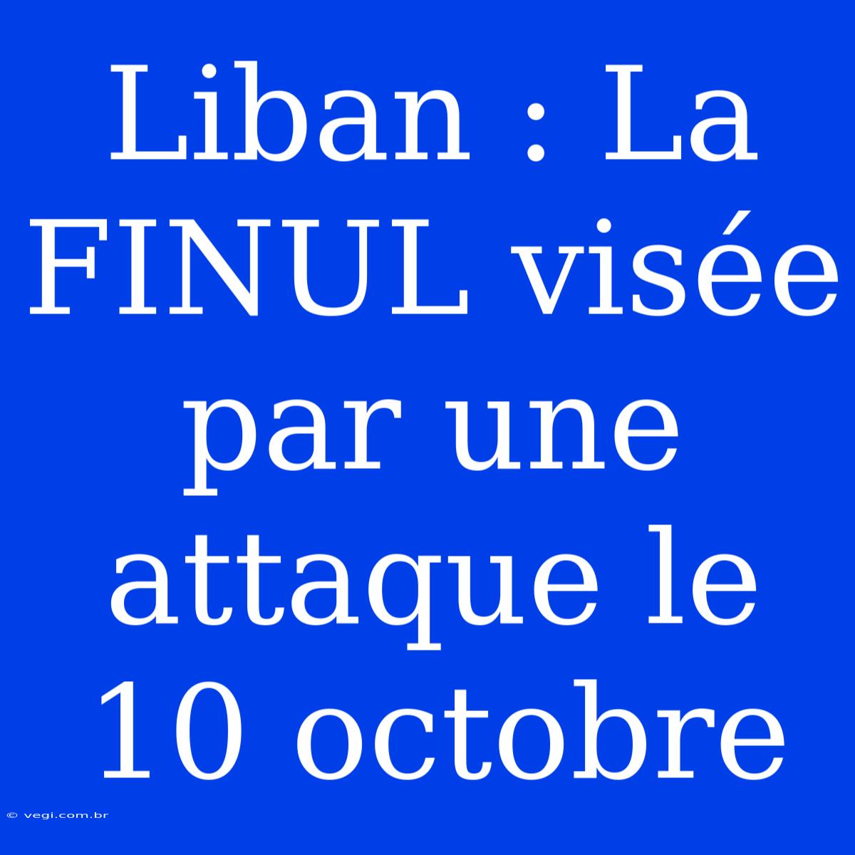 Liban : La FINUL Visée Par Une Attaque Le 10 Octobre