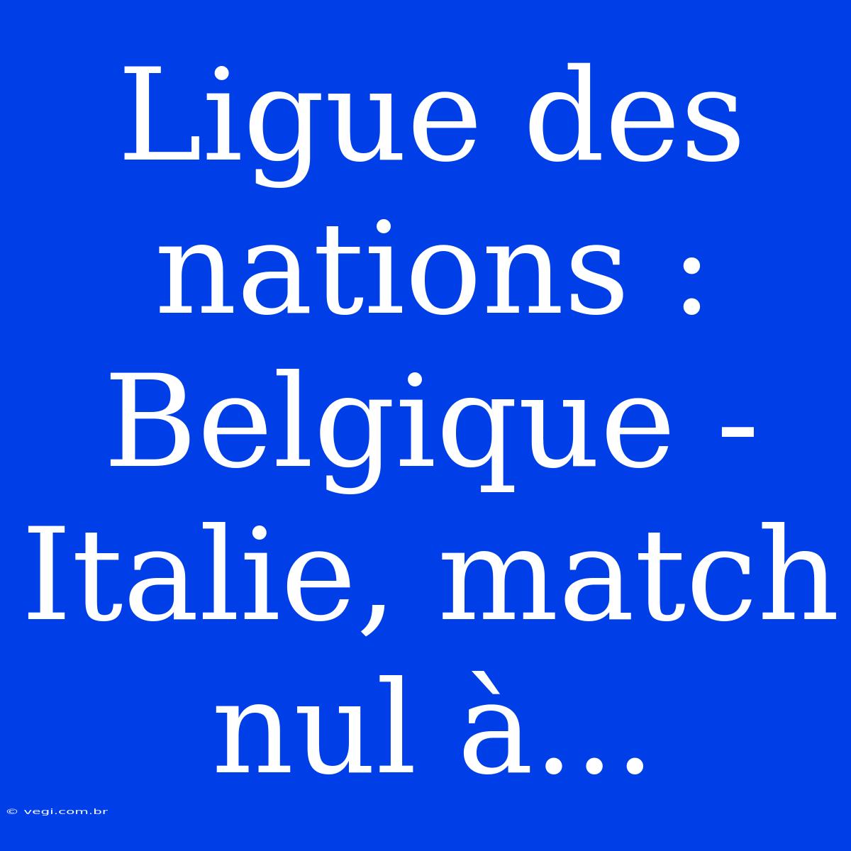 Ligue Des Nations : Belgique - Italie, Match Nul À...