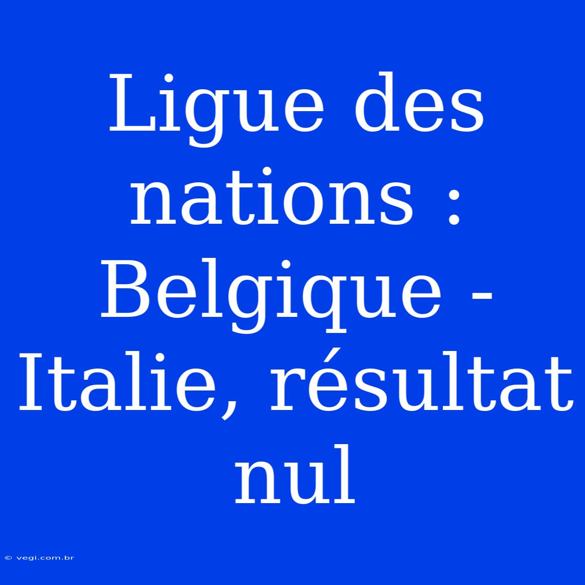 Ligue Des Nations : Belgique - Italie, Résultat Nul