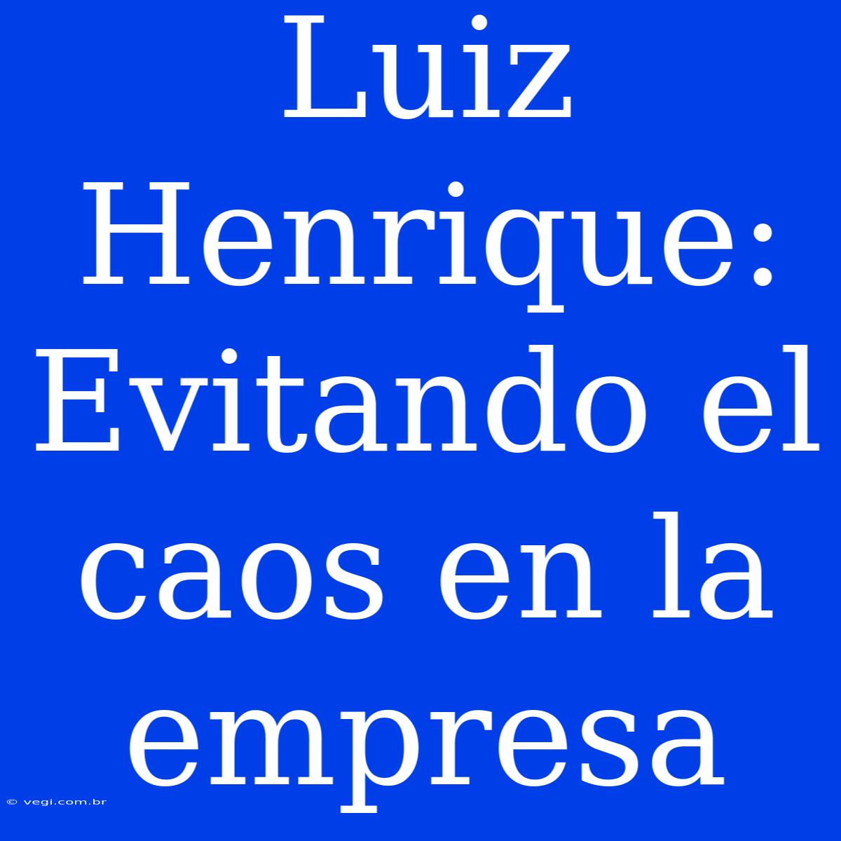 Luiz Henrique: Evitando El Caos En La Empresa