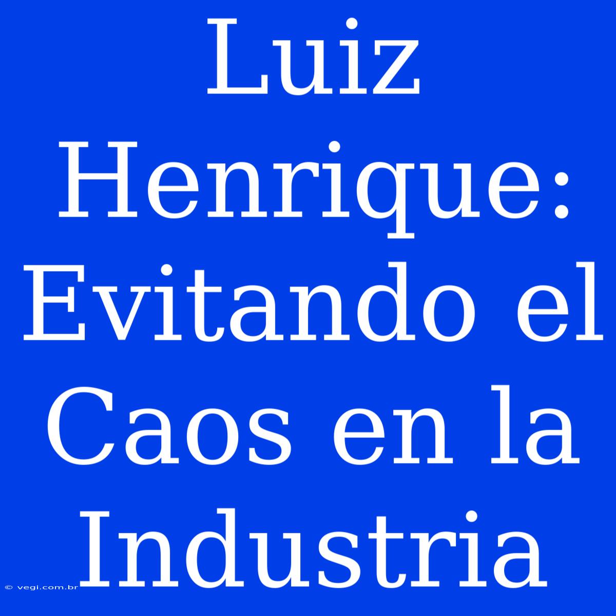 Luiz Henrique: Evitando El Caos En La Industria