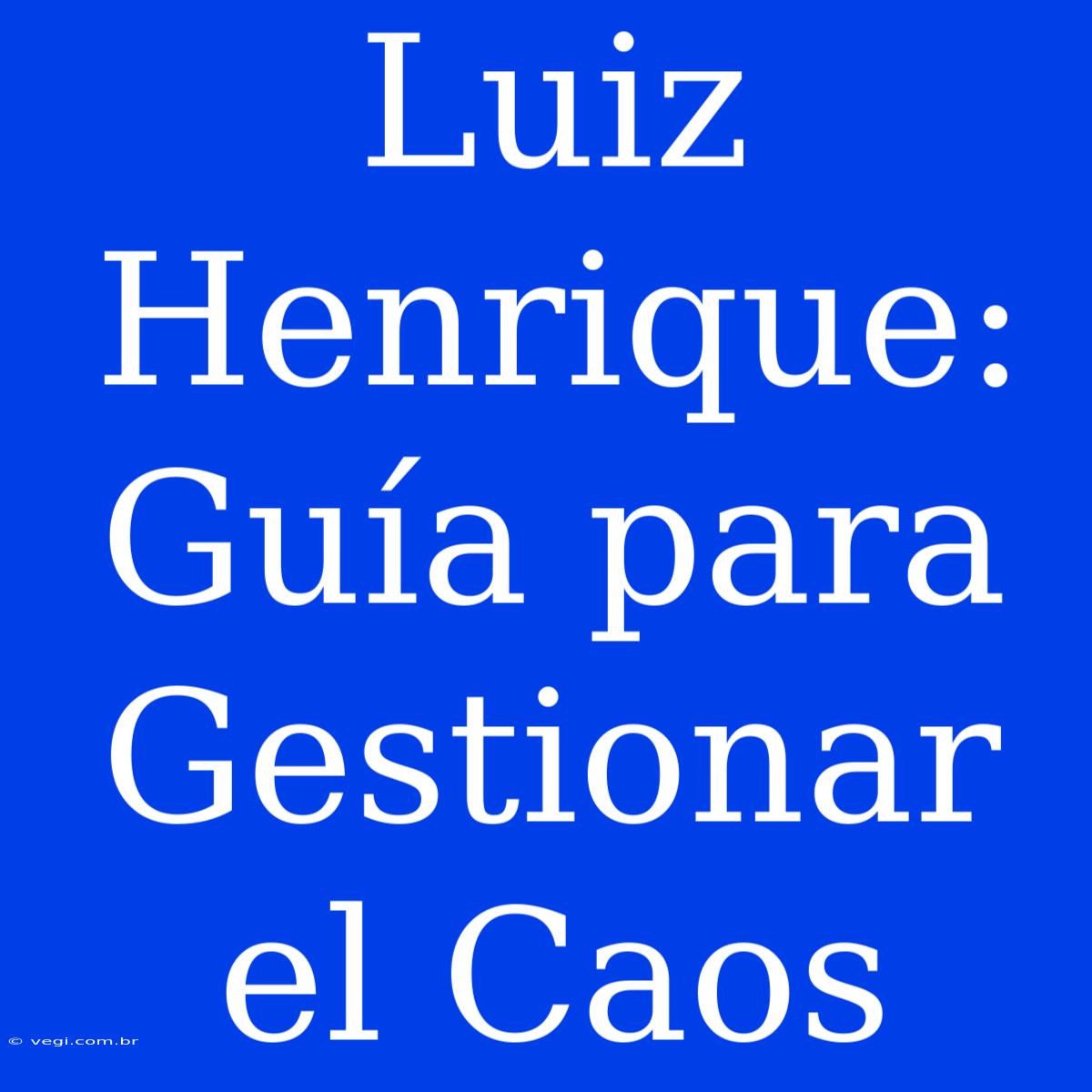 Luiz Henrique: Guía Para Gestionar El Caos