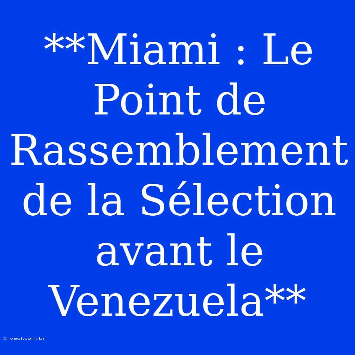 **Miami : Le Point De Rassemblement De La Sélection Avant Le Venezuela**