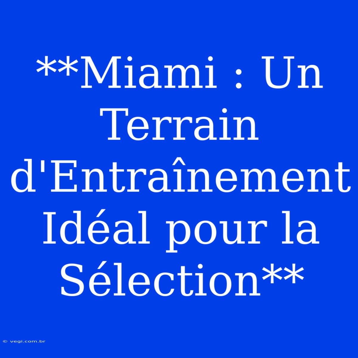 **Miami : Un Terrain D'Entraînement Idéal Pour La Sélection**