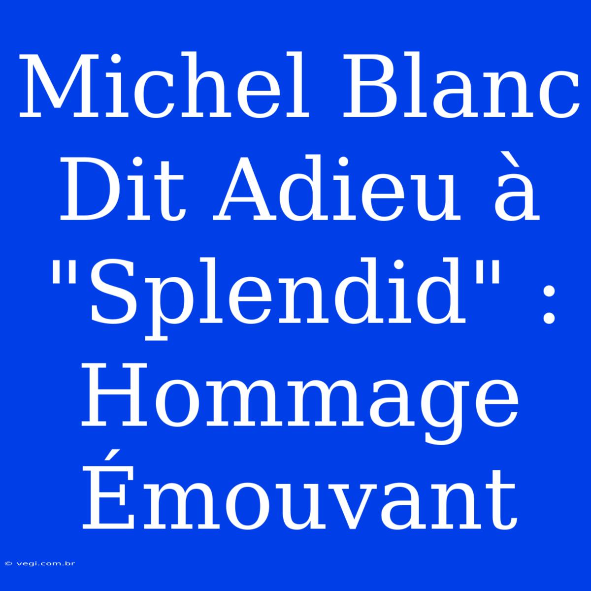 Michel Blanc Dit Adieu À 