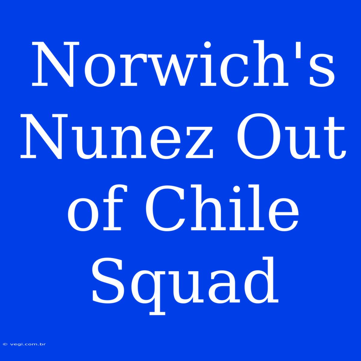 Norwich's Nunez Out Of Chile Squad