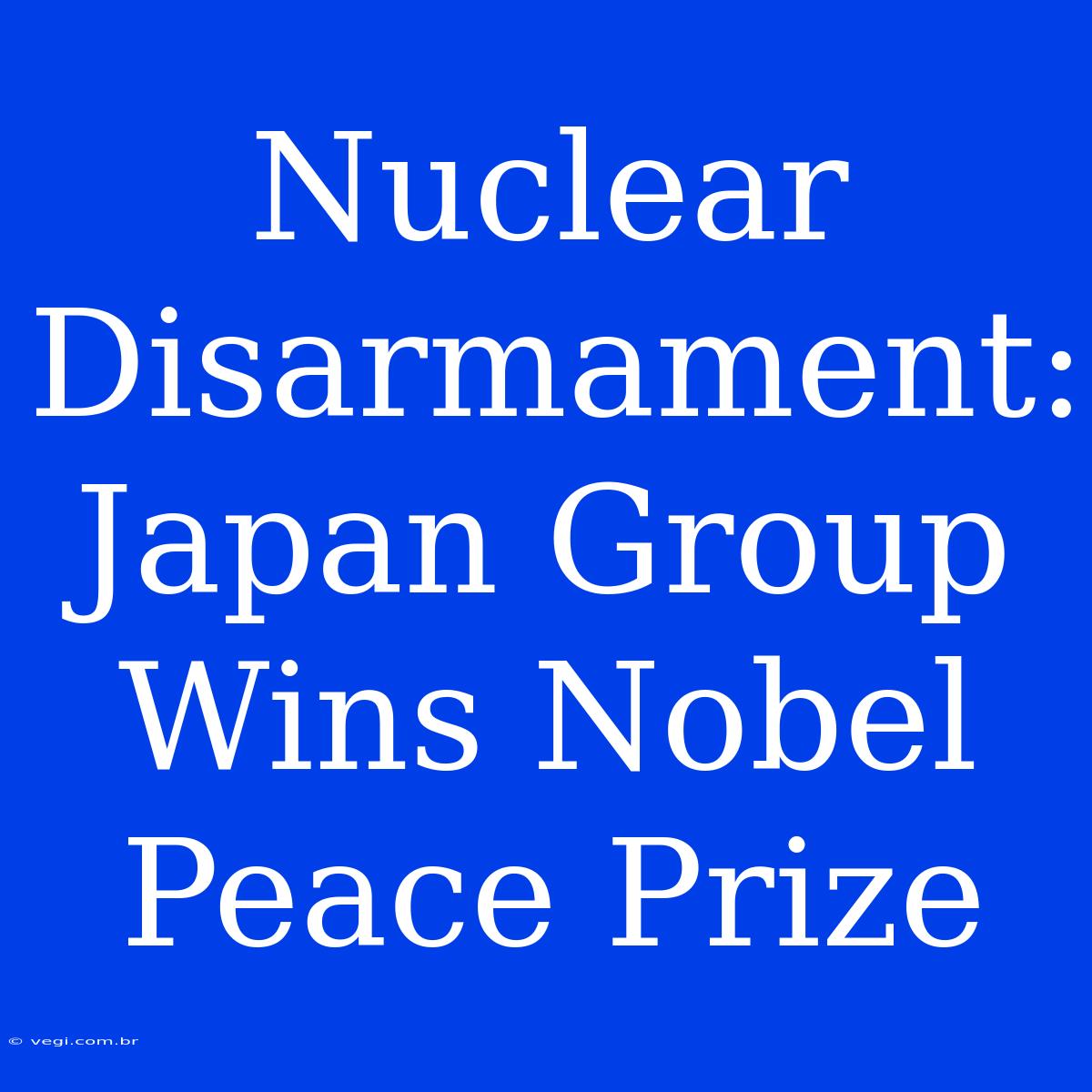 Nuclear Disarmament: Japan Group Wins Nobel Peace Prize