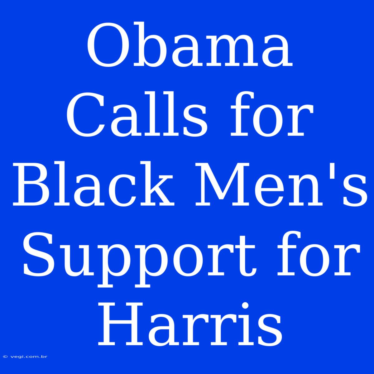 Obama Calls For Black Men's Support For Harris