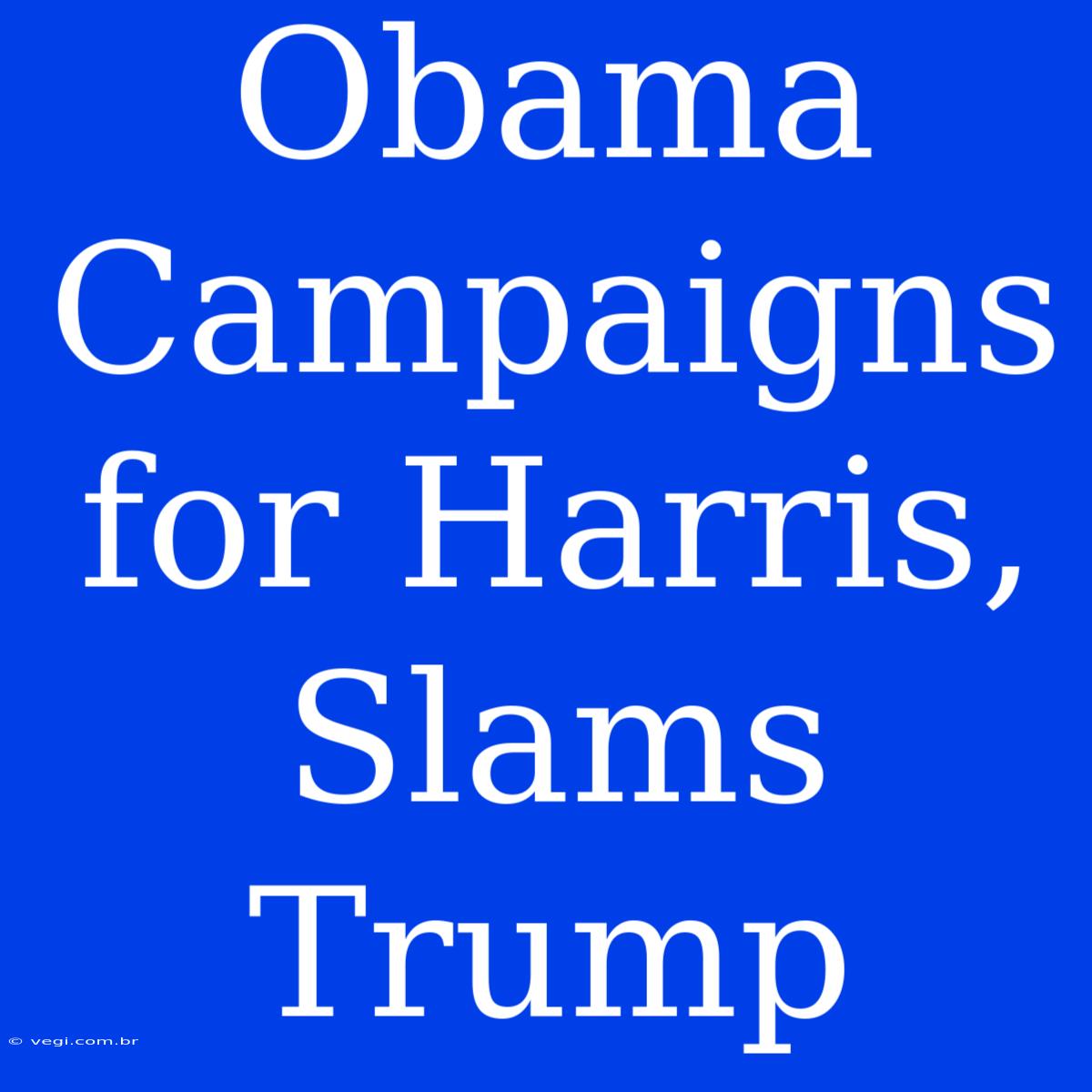 Obama Campaigns For Harris, Slams Trump