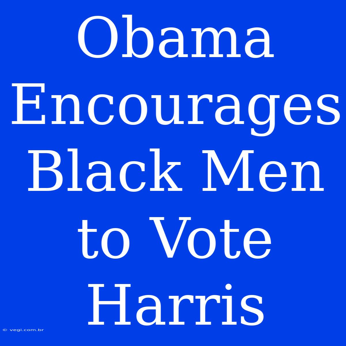 Obama Encourages Black Men To Vote Harris