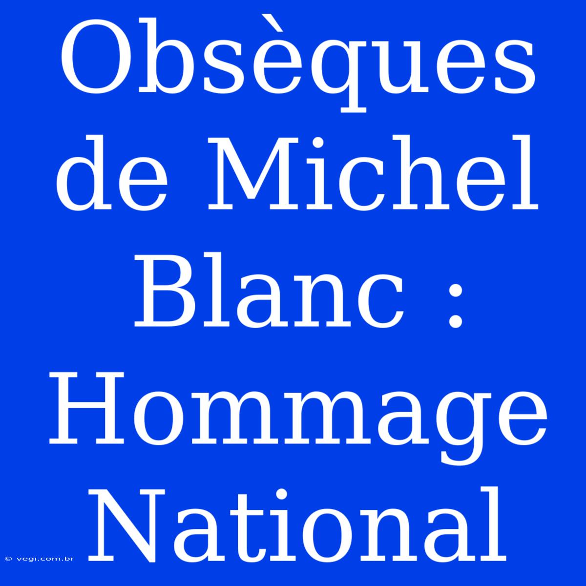 Obsèques De Michel Blanc : Hommage National