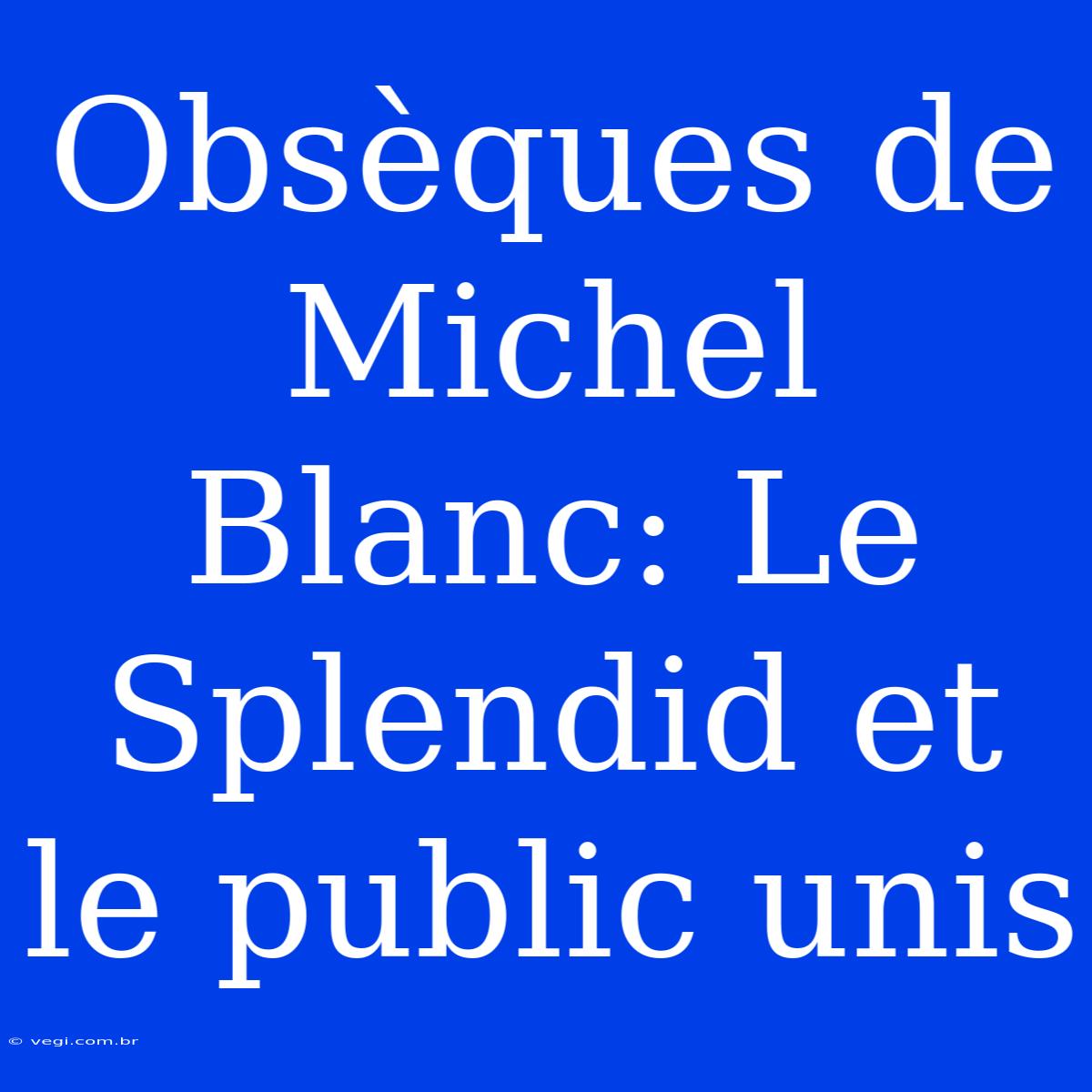 Obsèques De Michel Blanc: Le Splendid Et Le Public Unis