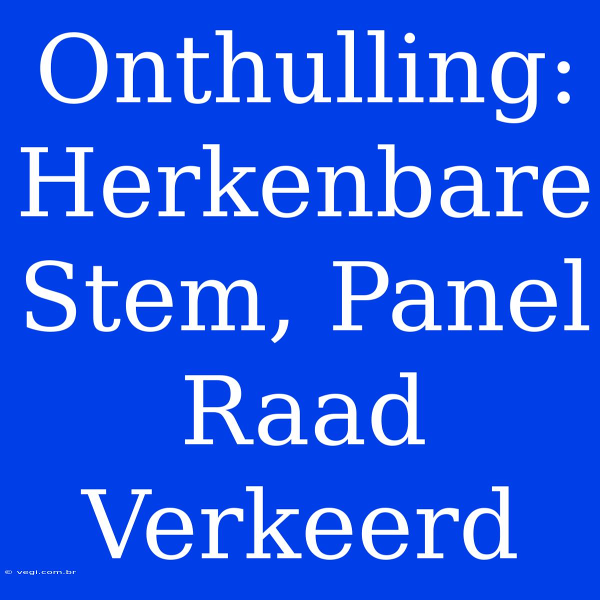 Onthulling: Herkenbare Stem, Panel Raad Verkeerd