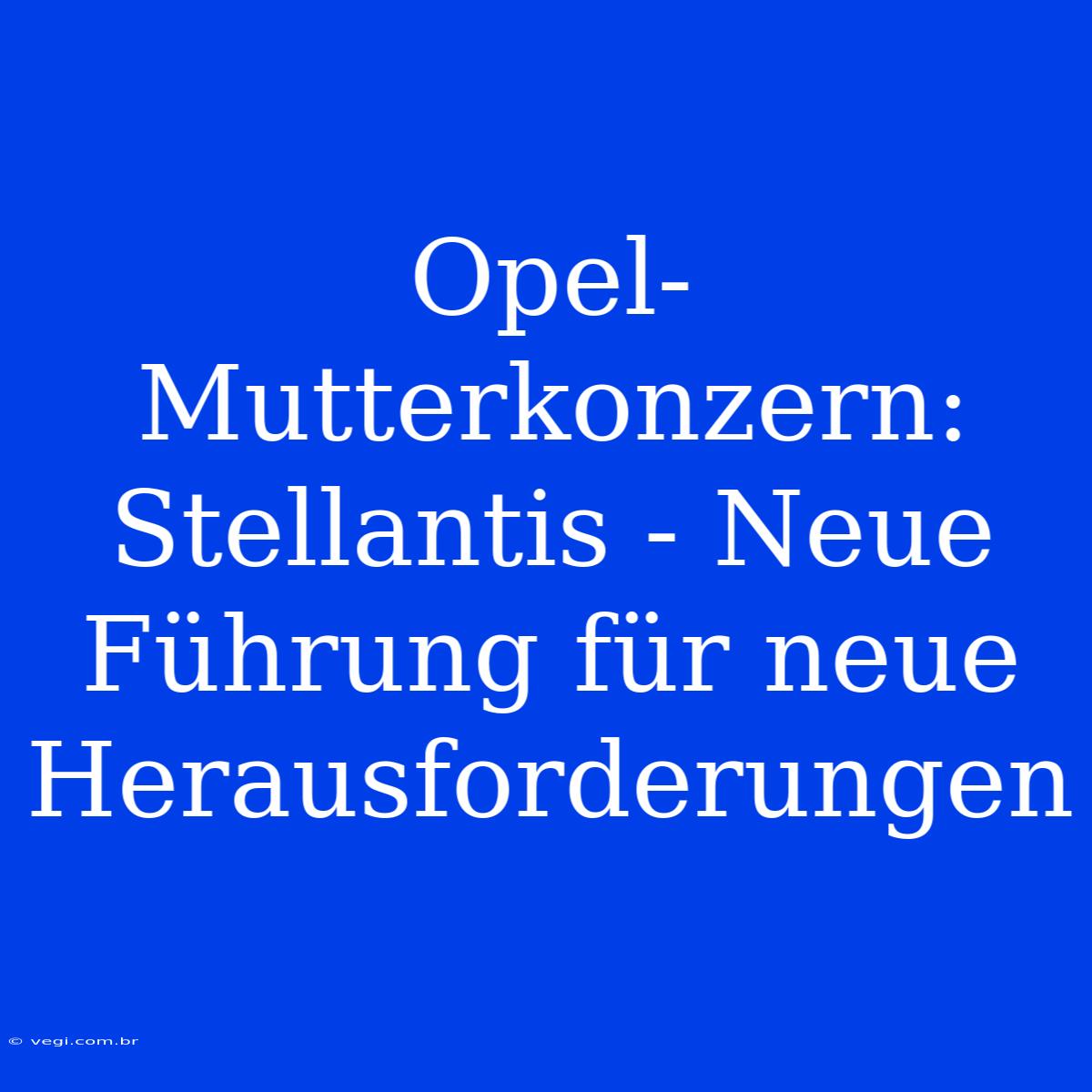 Opel-Mutterkonzern: Stellantis - Neue Führung Für Neue Herausforderungen 