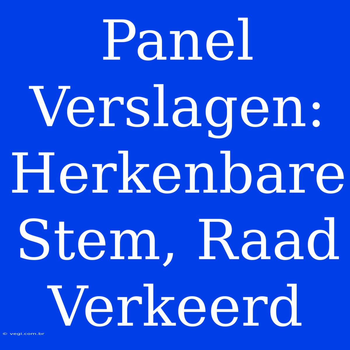 Panel Verslagen: Herkenbare Stem, Raad Verkeerd