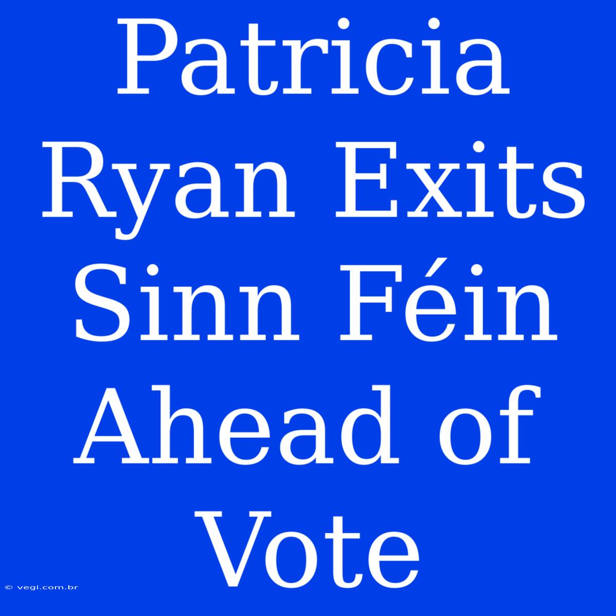 Patricia Ryan Exits Sinn Féin Ahead Of Vote