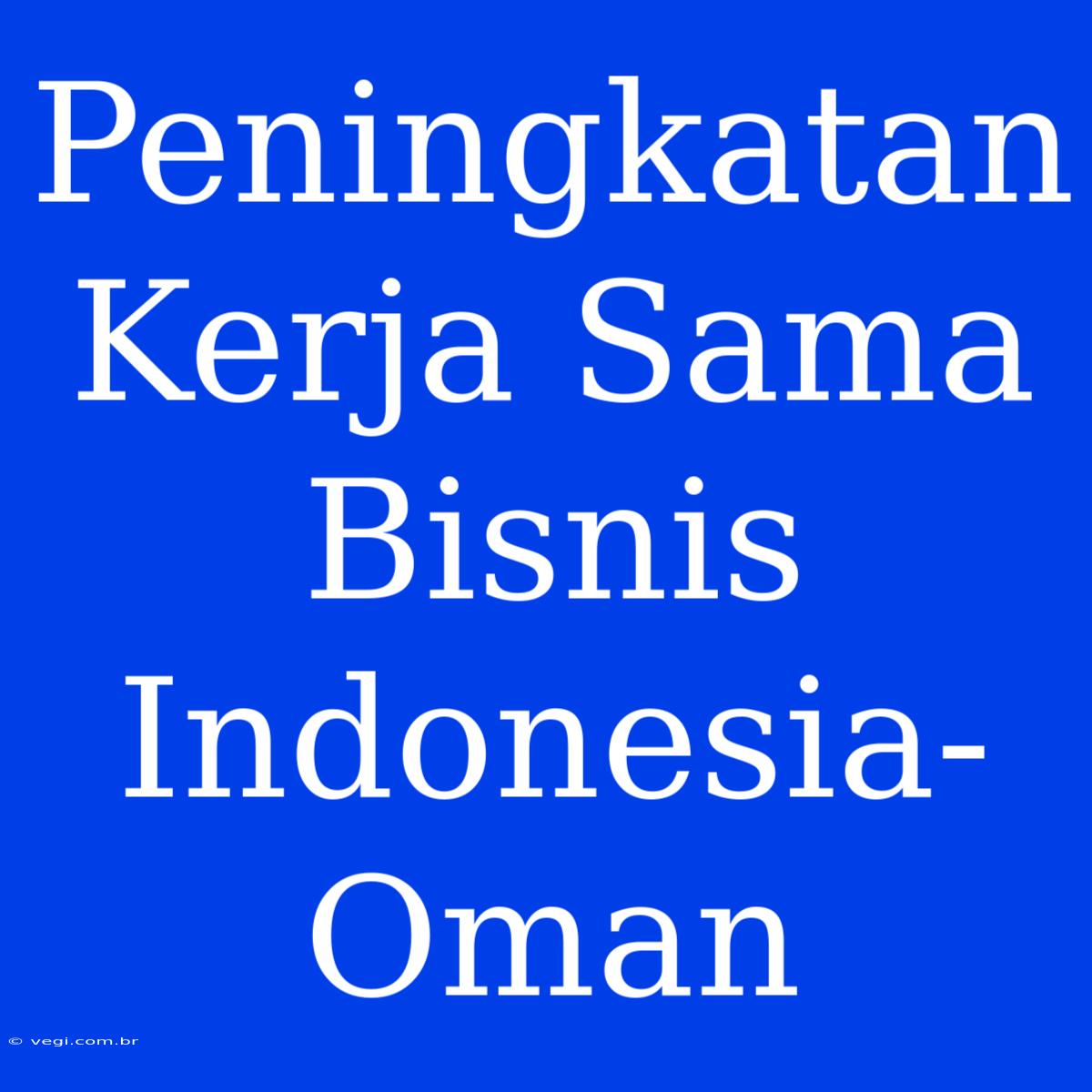 Peningkatan Kerja Sama Bisnis Indonesia-Oman