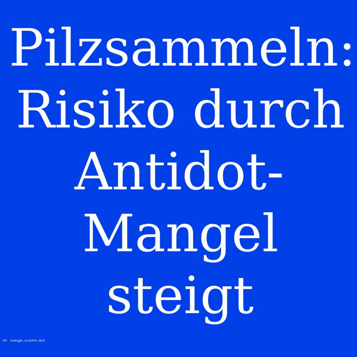 Pilzsammeln: Risiko Durch Antidot-Mangel Steigt