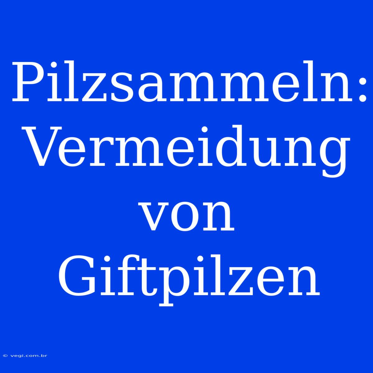 Pilzsammeln: Vermeidung Von Giftpilzen