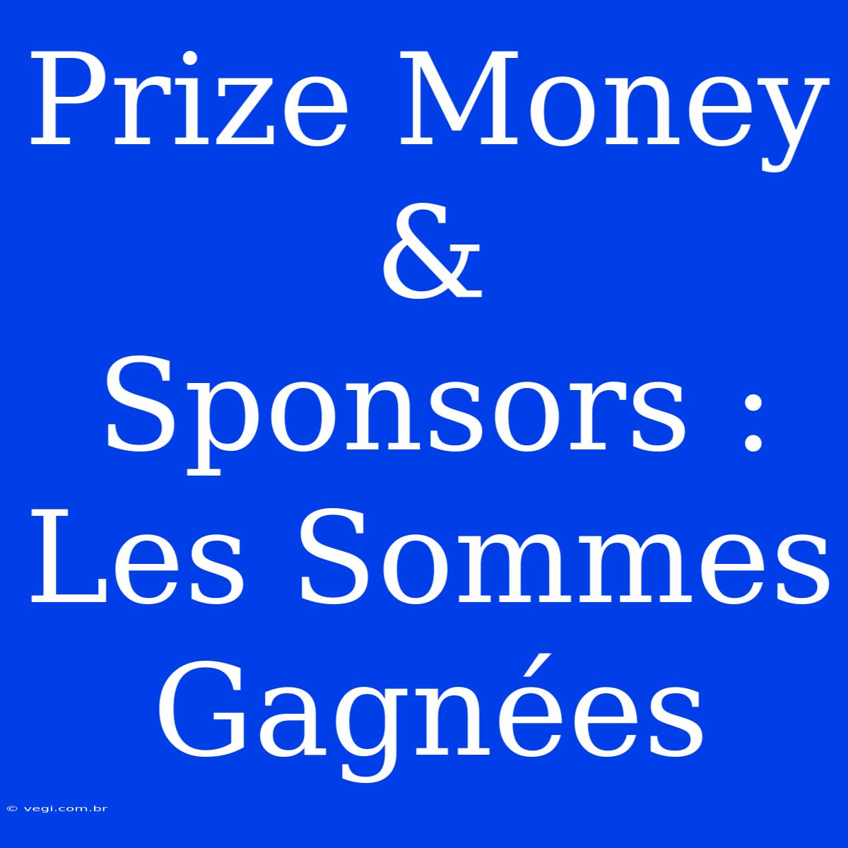 Prize Money & Sponsors : Les Sommes Gagnées