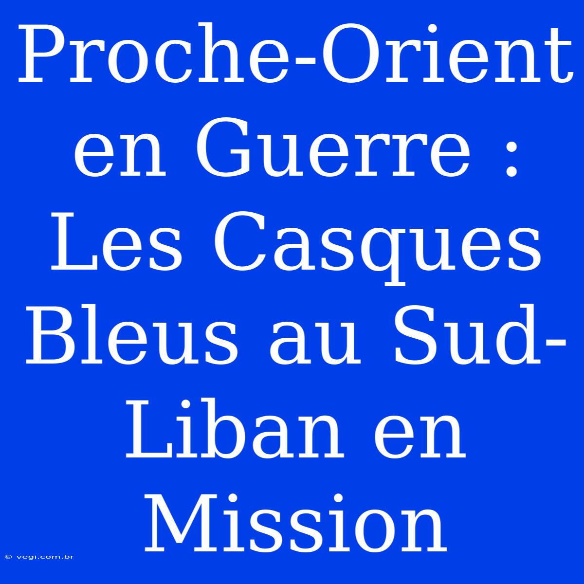 Proche-Orient En Guerre : Les Casques Bleus Au Sud-Liban En Mission