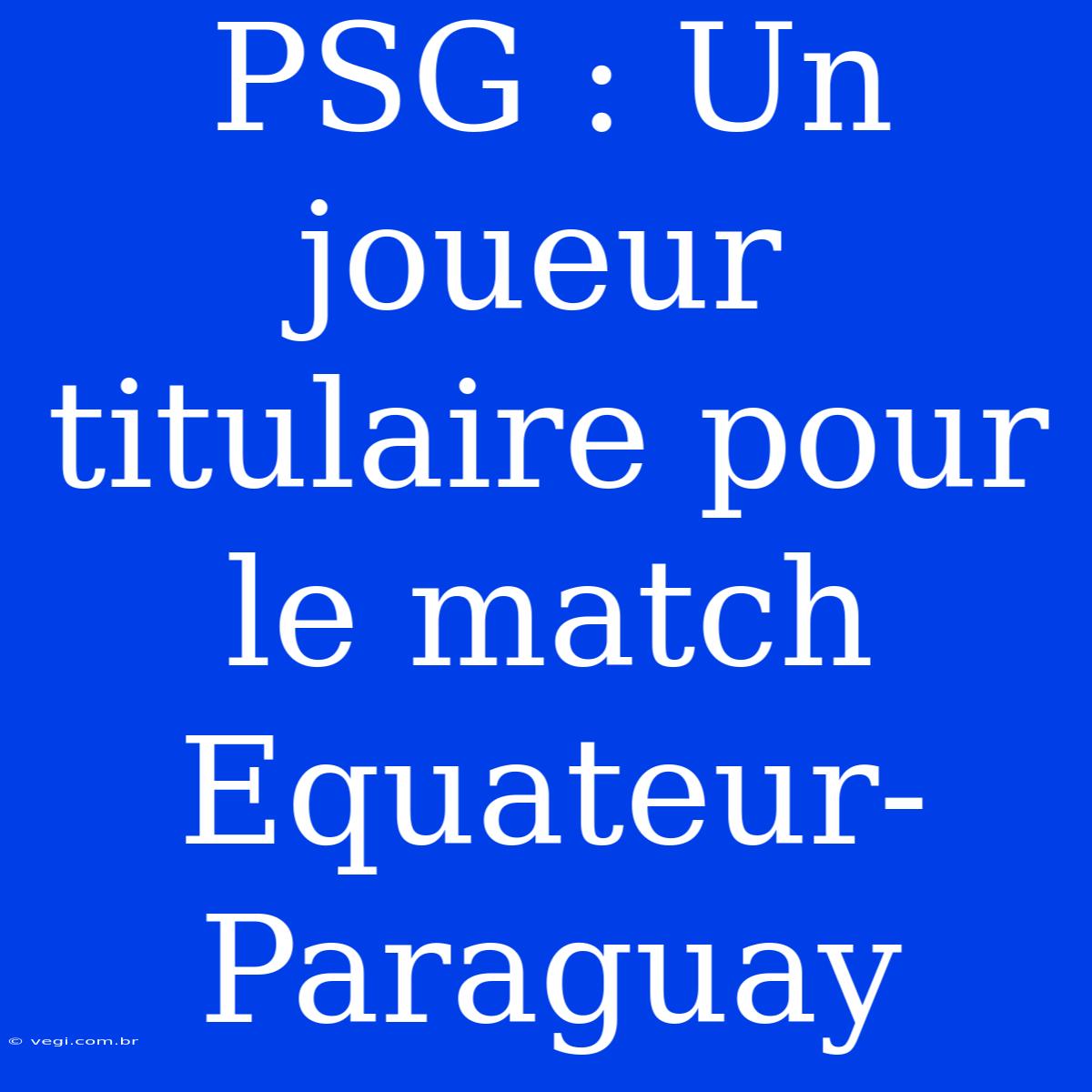 PSG : Un Joueur Titulaire Pour Le Match Equateur-Paraguay 