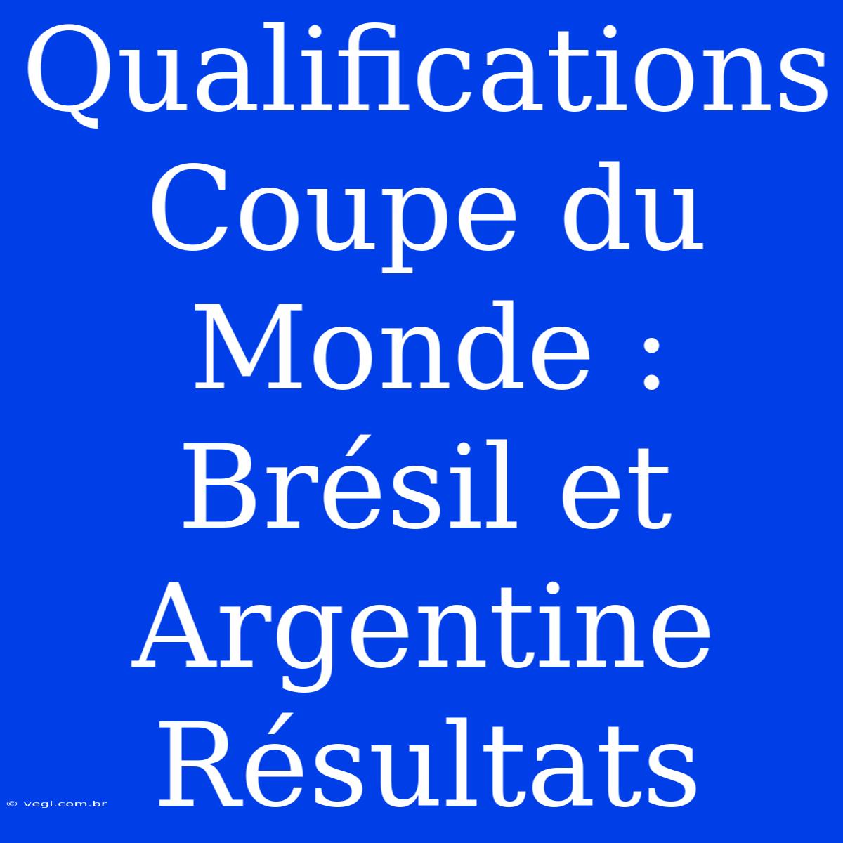 Qualifications Coupe Du Monde : Brésil Et Argentine Résultats