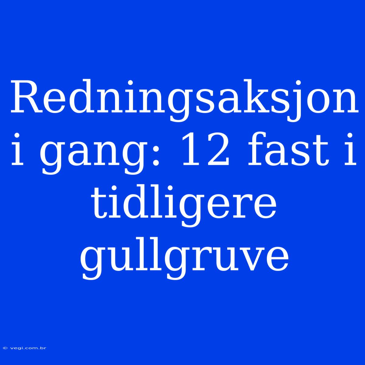 Redningsaksjon I Gang: 12 Fast I Tidligere Gullgruve