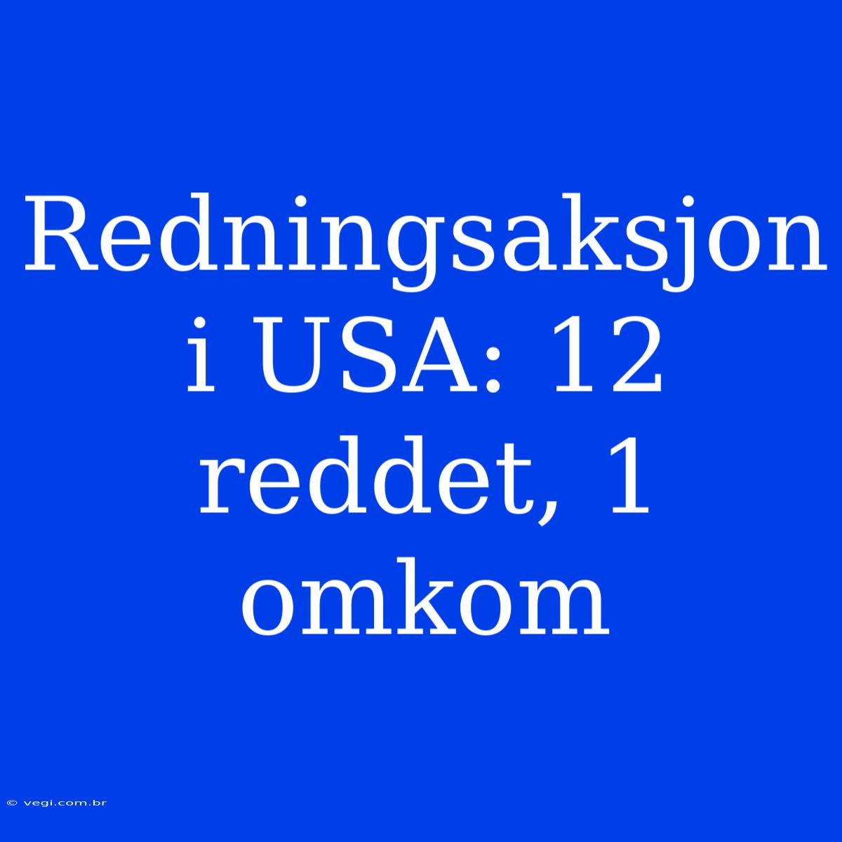 Redningsaksjon I USA: 12 Reddet, 1 Omkom