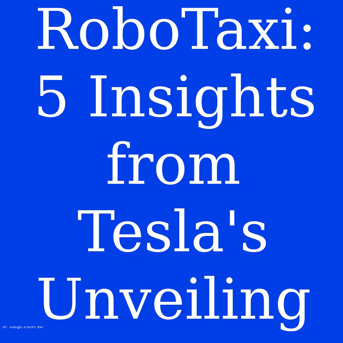 RoboTaxi: 5 Insights From Tesla's Unveiling 