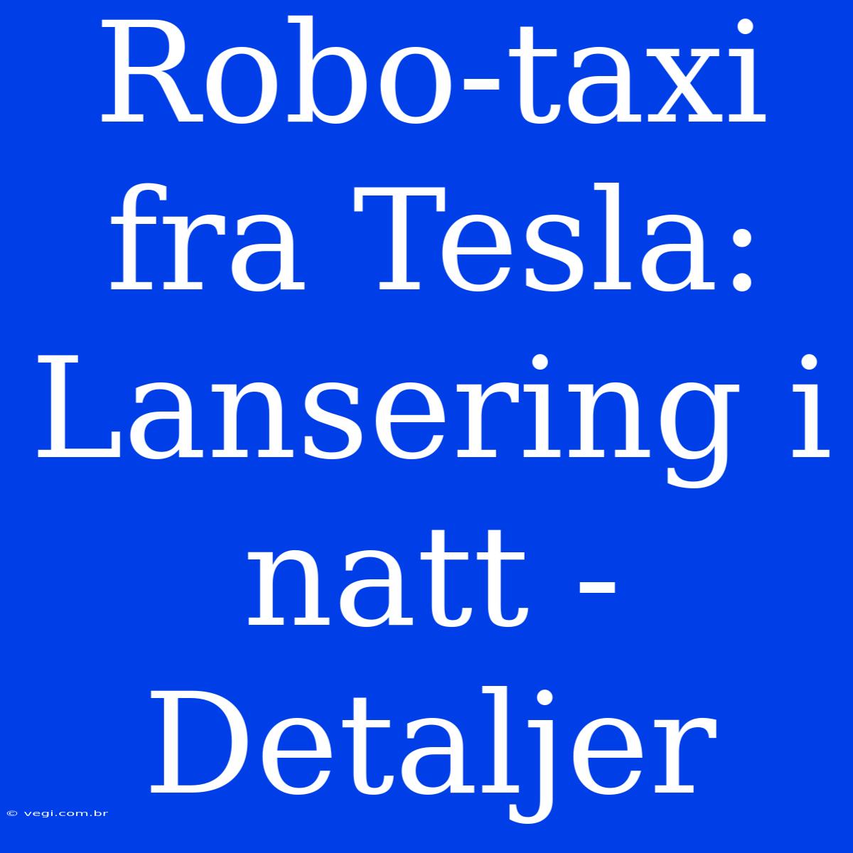 Robo-taxi Fra Tesla: Lansering I Natt - Detaljer